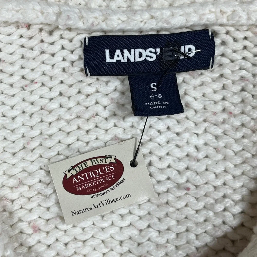 Lands End Womens Fair Isle Reindeer Zip Front Cardigan Sweater Small Nordic Ski